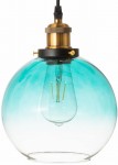 Lampa wisząca szklana kula turkusowa ombre