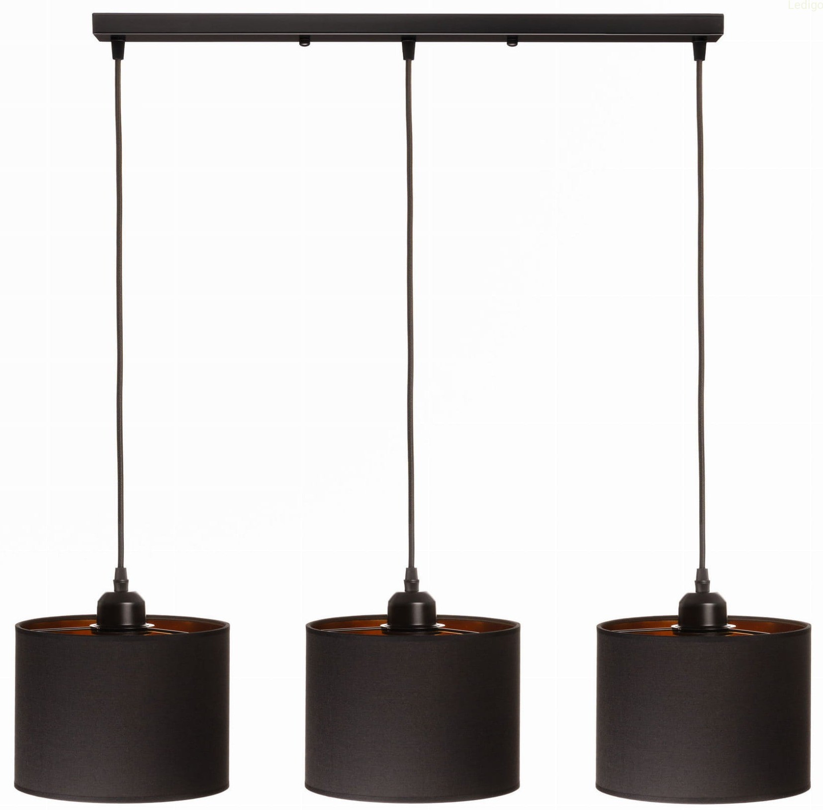 Lampa wisząca listwa potrójna czarno-złota