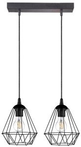 Lampa wisząca loft DIAMENT listwa podwójna czarna