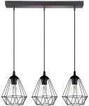 Lampa wisząca loft DIAMENT listwa potrójna czarna
