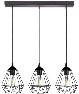 Lampa wisząca loft DIAMENT listwa potrójna czarna