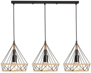 Lampa wisząca loft listwa potrójna GEO S BOHO sznur juta