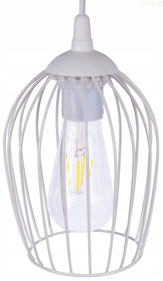Lampa wisząca sufitowa OWAL LOFT druciana biała