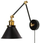 Kinkiet metalowy regulowany Retro ZL104 czarny z kablem 