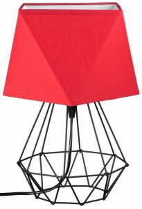 Lampka nocna Diament LOFT  BLACK  abażur czerwony