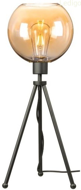 Lampa stojąca czarna NEPTUN Mini z kula amber venus.jpg