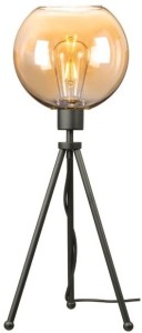 Lampa stojąca czarna NEPTUN Mini z kula amber venus