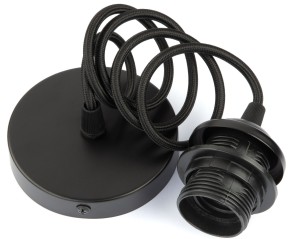 Kabel czarny w oplocie z oprawą do lampy E27