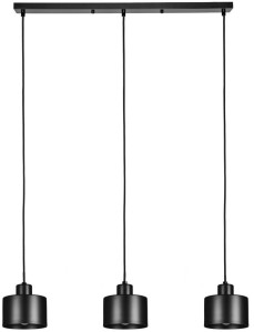 Lampa wisząca listwa potrójna wiszące kubełki czarna