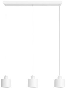 Lampa wisząca listwa potrójna wiszące kubełki biała