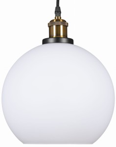 Lampa wisząca  duża szklana kula mleczna biała