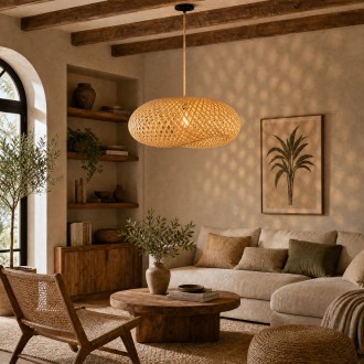 Lampa wisząca BOHO bambusowa  NUSA 60cm Juta