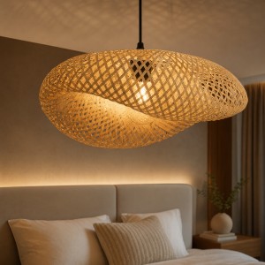 Lampa w stylu BOHO bambusowa plecionka NUSA 60cm