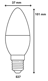 Żarówka świeczka LED E27 7W=60W  Zimna