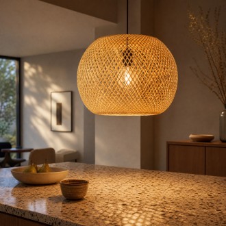 Lampa wisząca czarna BOHO bambusowa 40cm BMB03