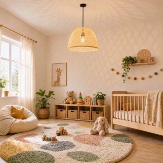 Lampa wisząca czarna BOHO bambusowa 45cm BMB06