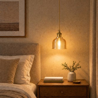 Lampa wisząca sufitowa szklana BELL bursztynowa 