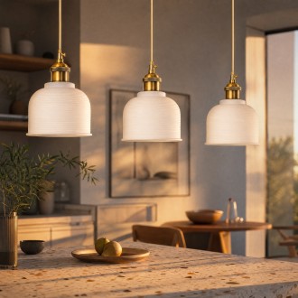 Lampa wisząca sufitowa szklana BELL biała mleczna 