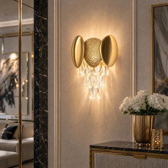 Kinkiet ścienny luksusowy kryształowy Luxury WSC026 Złoty