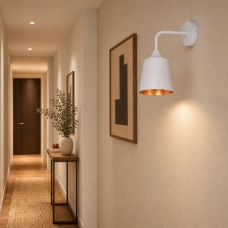 Kinkiet ścienny retro Rustic stożek biały