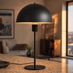 Lampka nocna stołowa metalowa czarna kopuła ZLA7215