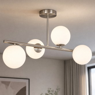 Lampa sufitowa Milano 4 klosze mleczne kule silver EP1C16