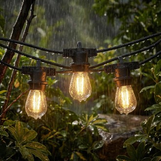 Girlanda świetlna ogrodowa czarna 20m 40 żarówek 0,5w amber LED PREMIUM 
