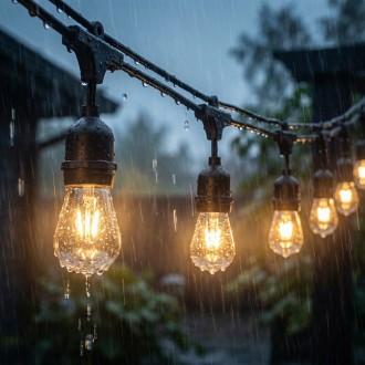 Girlanda ogrodowa zwieszana 5m 10 żarówek 0,5w amber LED czarna 