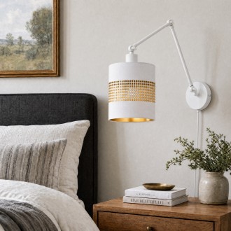 Kinkiet loft łamany metalowy abażur ażurowy walec biały z kablem Deluxe