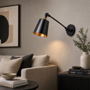 Kinkiet regulowany czarny metalowy LOFT