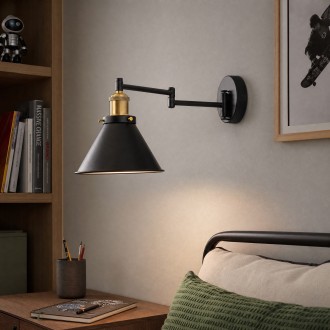 Kinkiet regulowany metalowy wysuwany Edison Antic Brass