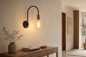 Kinkiet retro łuk E27 LOFT czarno złoty