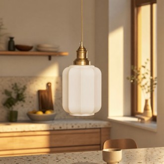 Lampa wisząca szklana złota mleczna ZL1041L