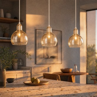 Lampa wisząca szklana bursztynowa amber Pera