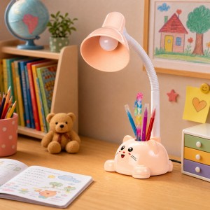 Lampka biurkowa  dziecięca kotek morelowa