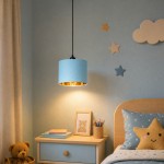 Lampa wisząca z abażurem Oro błękitna