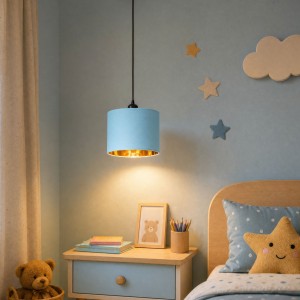 Lampa wisząca z abażurem Oro błękitna