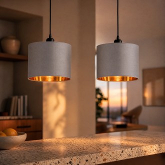 Lampa wisząca z abażurem Oro szara