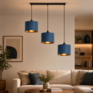 Lampa wisząca listwa potrójna Oro granatowa