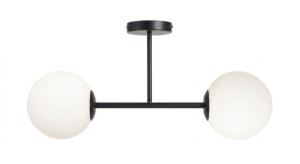 Lampa sufitowa Milano black podwójna mleczne kule EP1C28