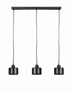 Lampa wisząca listwa potrójna wiszące kubełki czarna