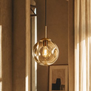 Lampa wisząca szklana kula LAVA AMBER