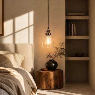 Lampa wisząca szklana kubełek przezroczysta clear