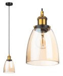 Lampa wisząca szklana kubełek bursztynowa amber