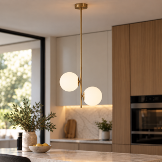 Lampa wisząca złota Milano Twin mleczne kule