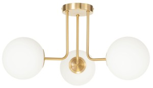 Lampa sufitowa złota Milano żyrandol 3 klosze mleczne kule