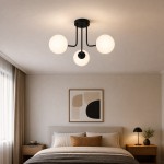 Lampa sufitowa black mat Milano żyrandol 3 klosze mleczne kule