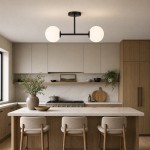 Lampa sufitowa Milano black podwójna mleczne kule EP1C28