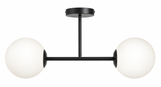 Lampa sufitowa Milano black podwójna mleczne kule EP1C28