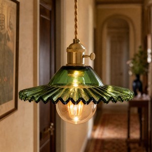 Lampa wisząca szklana płaska BALERINA zielona